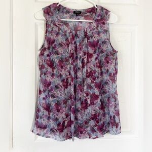 Talbots 100% Silk Pleated Neck Sleeveless Blouse Sz 10